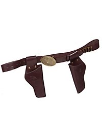 Doppelter Pistolenholster mit Gürtel braun