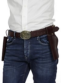 Double pistol holster with belt brown