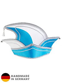 Elegant turquoise committee cap with three sails and silver trim