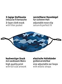 Fabric mask for kids camouflage navy blue