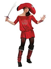 Femme pirate rouge à strass Déguisement