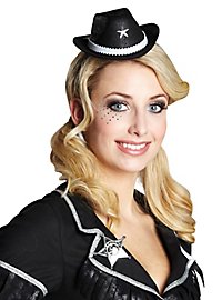 Fermaglio per capelli con cappello da cowboy nero