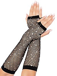 Fingerless fishnet gloves with rhinestones