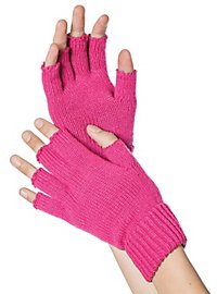 Fingerless knit gloves pink