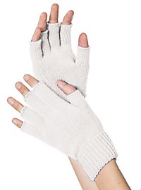 Fingerless knitted gloves white