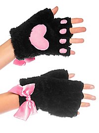 Fingerless paws with bow black