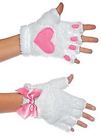 Fingerless paws with bow white