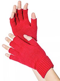 Fingerlose Strickhandschuhe rot
