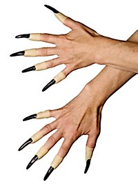 Fingertips with black claws