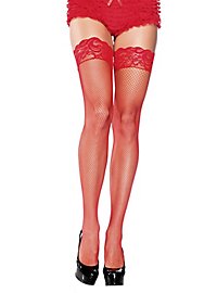 Fish-net stockings hold-up with border red