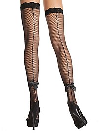 Fish-net stockings with bows black