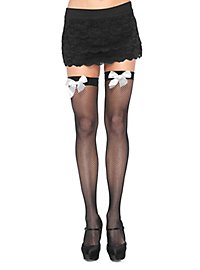 Fishnet stockings with bow black-white