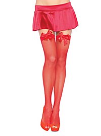 Fishnet stockings with bow red