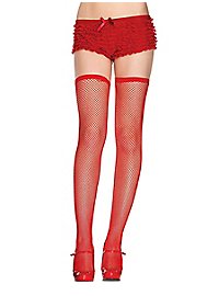 Fishnet stockings with elastic waistband red