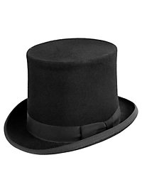 Flat American top hat in wool felt – black