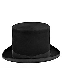 Flat American top hat in wool felt – black