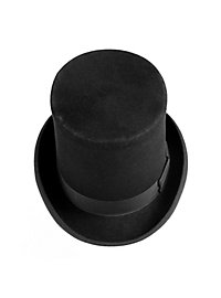 Flat American top hat in wool felt – black