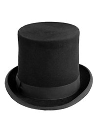 Flat American top hat in wool felt – black