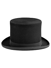 Flat American top hat in wool felt – black