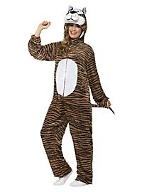 Flauschiger Tiger Kapuzenoverall Kostüm