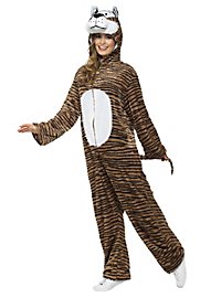 Flauschiger Tiger Kapuzenoverall Kostüm