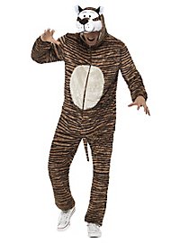 Flauschiger Tiger Kapuzenoverall Kostüm