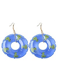 Floating hoop earrings blue