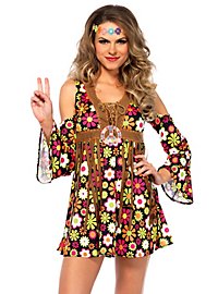 Mädchen Hippiekleid Flower Power Kleid Blumenkind Hippie Kostüm Faschingskostüm 