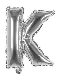 Foil balloon letter K silver 36 cm