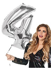 Foil balloon number 4 silver 86 cm