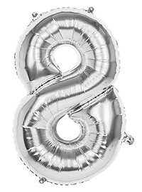 foil balloon number 8 silver 86 cm