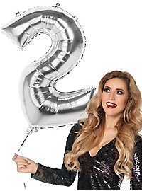 Folieballon cijfer 2 zilver 86 cm