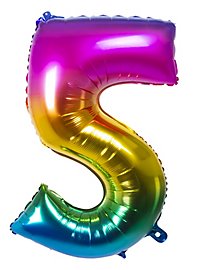 Folieballon cijfer 5 regenboog 86 cm