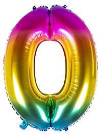 Folienballon Zahl 0 Regenbogen 86 cm