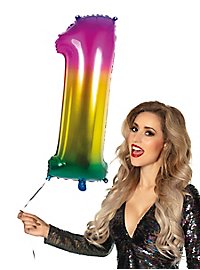 Folienballon Zahl 1 Regenbogen 86 cm