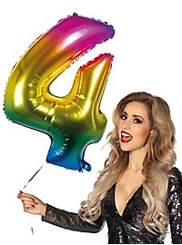 Folienballon Zahl 4 Regenbogen 86 cm