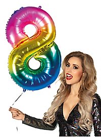 Folienballon Zahl 8 Regenbogen 86 cm