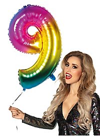 Folienballon Zahl 9 Regenbogen 86 cm