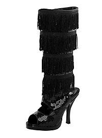 Fringe boots black