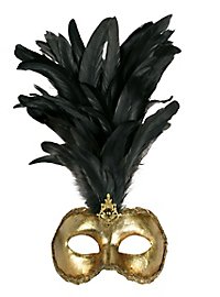 Galetto Colombina oro piume nere - Venezianische Maske