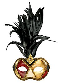 Galetto Colombina Skak Farve Sorte Fjer - Venetiansk Maske