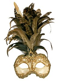 Galetto Colombina stucco craquele oro piume miele - Venetian Mask