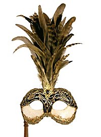 Galetto Colombina Stucco Craquele Sort Med Stav - Venetiansk Maske