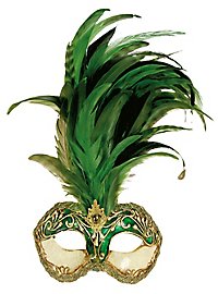 Galetto Colombina stucco craquele verde piume verde - Venetian Mask