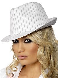 Gangster lady pinstripe hat white