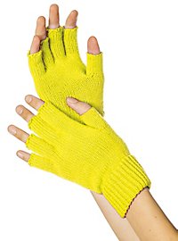 Gants tricotés sans doigts jaune fluo