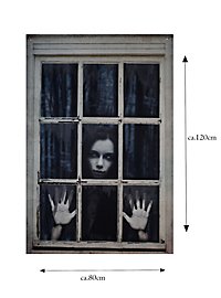 Ghost woman Halloween window decoration