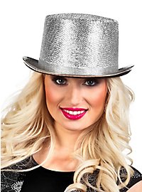 Glitter feesthoed zilver