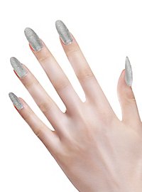 glitter fingernails silver