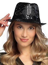 Glitter hoed zwart